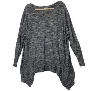 Logo Lori Goldstein Melange Cotton Cashmere Sweater A282340 Womens Gray Size 3X